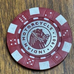 Indian Motorcycle Emblem Poker Chip‎ Ozark Mountain Red White Collectible Token